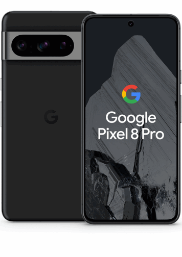 Google Pixel 8 Pro Noir de dos et de face.