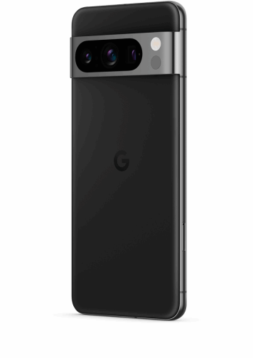 Google Pixel 8 Pro Noir de dos, de 3/4.