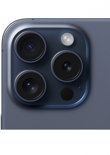 Visuel iPhone 15 Pro titane bleu appareil photo