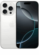 Visuel de face et de dos de l'iPhone 16 Pro Titane Blanc