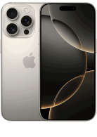 Visuel de face et de dos de l'iPhone 16 Pro Titane Naturel