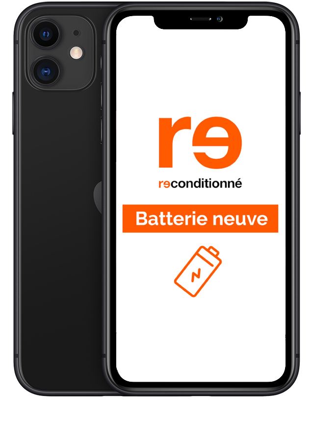 iPhone 11 Noir Batterie Neuve Parfait Etat Recommerce 64Go - Détails et  prix du mobile-orange