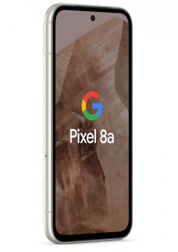 Visuel Google Pixel 8a Blanc face 3/4 droite