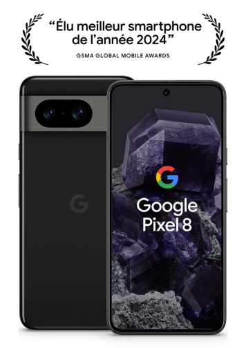 Visuel de dos et de face Google Pixel Noir 