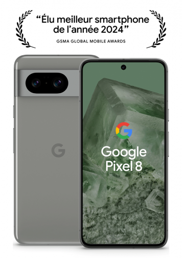 Visuel de dos et de face du Google Pixel 8 Vert 