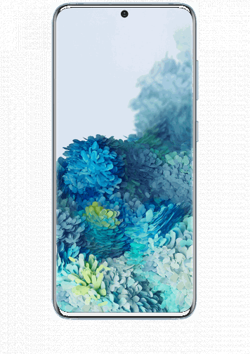 visuel Galaxy S20 5G bleu clair de face