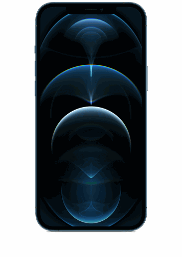 vue iPhone 12 Pro Max bleu de face