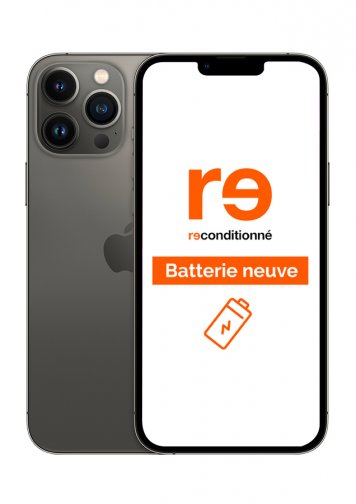 iPhone 13 Pro Max Noir 128 Go Reconditionné Très bon état Batterie Neuve