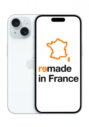 iPhone 15 Bleu 128Go Reconditionné Très Bon Etat Remade in France