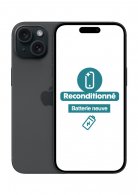 iPhone 15 noir 128Go Reconditionné Très Bon Etat batterie neuve