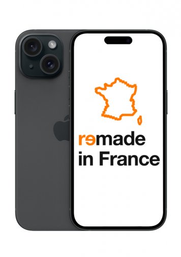 iPhone 15 Noir 128Go Reconditionné Très Bon Etat Remade in France