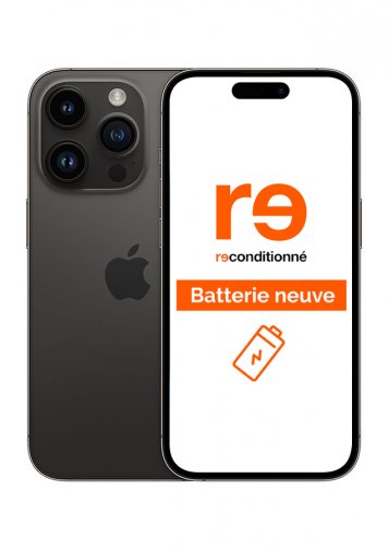 iPhone 14 Pro noir 128Go reconditionné Très bon état avec Batterie Neuve