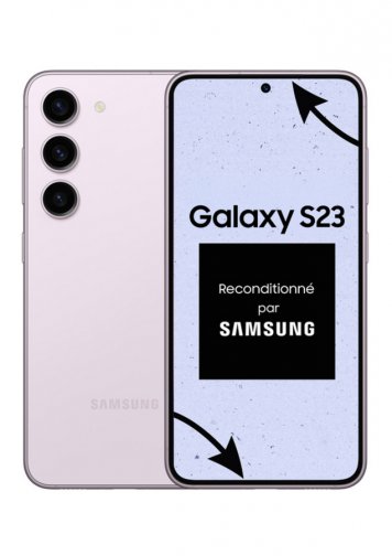 Samsung Galaxy S23 Rose 128Go Reconditionné Parfait Etat : image de face et de dos