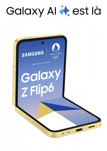 Galaxy Z Filp6 jaune de face semi ouvert