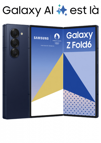Visuel Galaxy Fold6 bleu foncé de face et de dos
