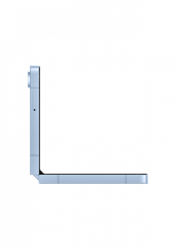 Galaxy Z Flip6 bleu de profil semi ouvert