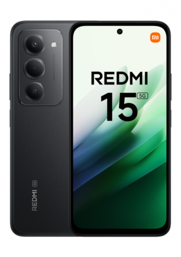 Xiaomi Redmi 15 5G Noir 256Go : image de face et de dos