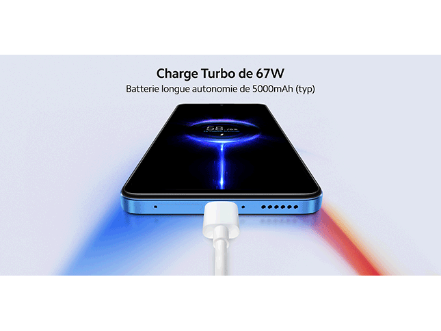 Une longue autonomie couplée à une charge turbo 67W