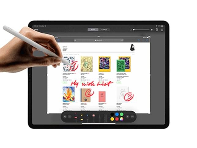 écran iPad avec utilisation Apple Pencil