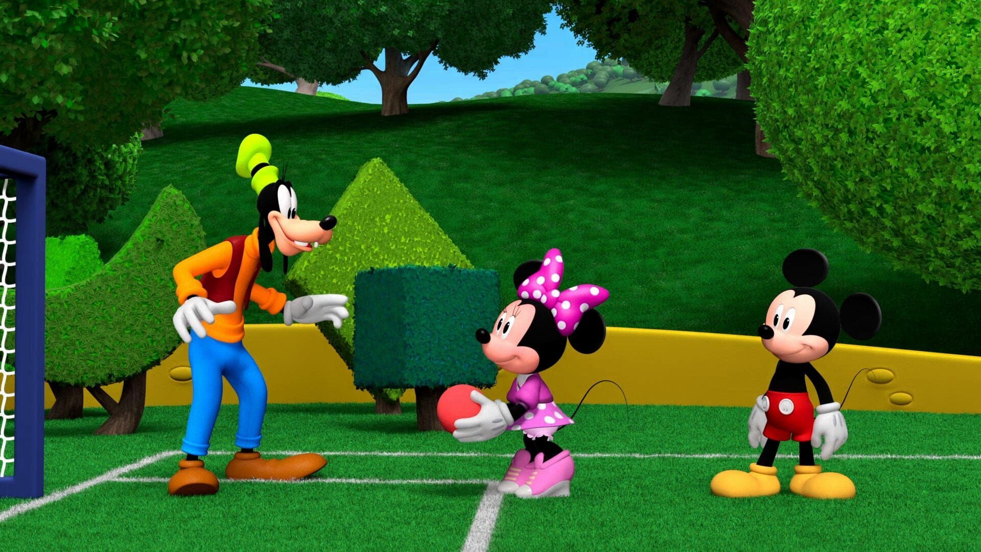 Mickey, Minnie and Goofy Keep Their Eye on the Ball