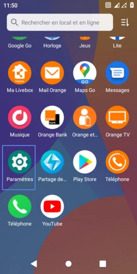 Étape 2 : Sélectionnez Paramètres.