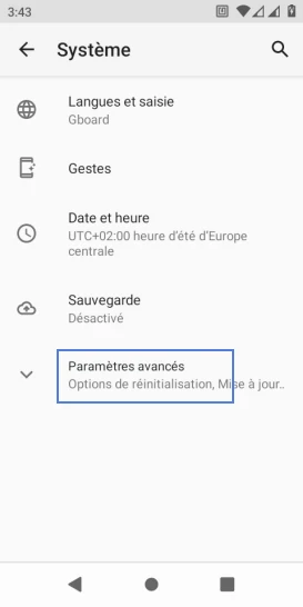 Étape 4 : Allez sur Paramètres avancés.