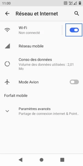 Étape 4 : Faîtes glisser le curseur Wi-Fi vers la gauche.