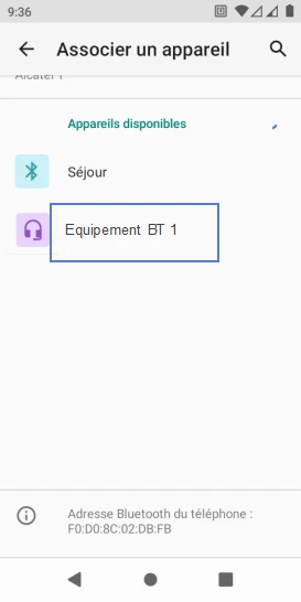 Étape 8 : Sélectionnez un équipement.