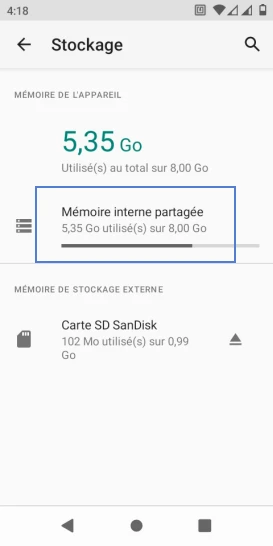 Étape 4 : Sélectionnez le type de mémoire. Dans notre exemple, sélectionnez la mémoire du mobile.