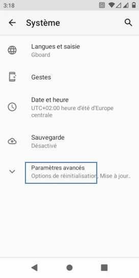 Étape 4 : Cliquez sur Paramètres avancés.