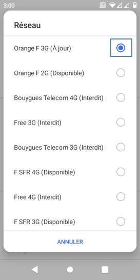 Étape 8 : Sélectionnez le réseau souhaité.