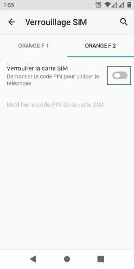 Étape 5 : Appuyez sur le curseur Verrouiller la carte SIM.