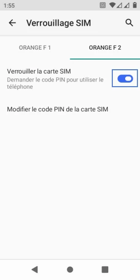 Étape 5 : Appuyez sur le curseur Verrouiller la carte SIM.
