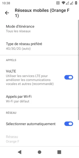 Étape 9 : Les connexions de données en itinérance sont activées.