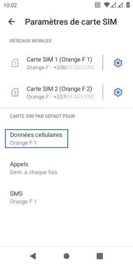 Étape 8 : Pour désactiver les données mobiles, sélectionnez Données Cellulaires.