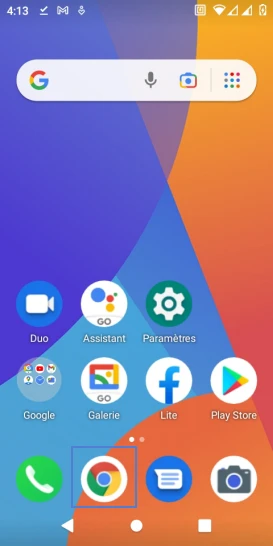 Étape 1 : Sélectionnez le navigateur Internet : ici, Chrome.