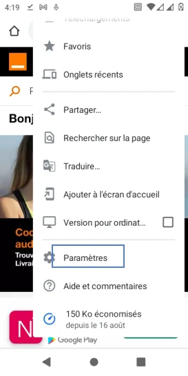 Étape 3 : Allez sur Paramètres.