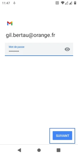 Étape 7 : Saisissez votre mot de passe puis cliquez sur Suivant.