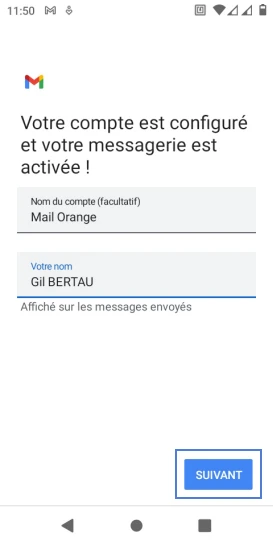 Étape 9 : - Nom du compte : Autre mail.- Votre Nom (Au choix du client).