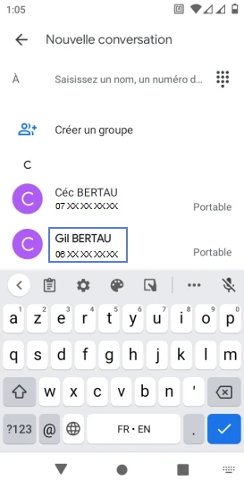 Étape 3 : Vous avez aussi la possibilité de saisir manuellement le numéro de votre correspondant.
