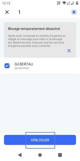 Étape 6 : Cliquez sur Débloquer.