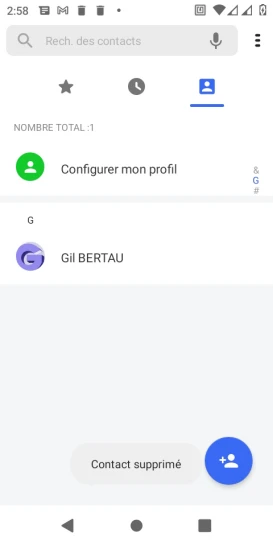 Étape 6 : Le contact est supprimé.