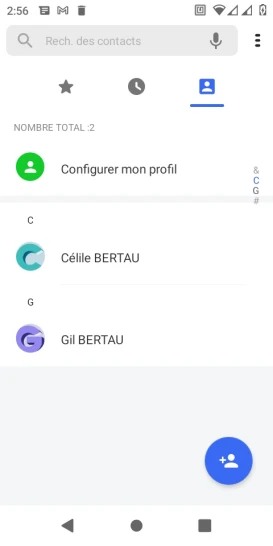 Étape 6 : Le contact apparaît dans le répertoire.