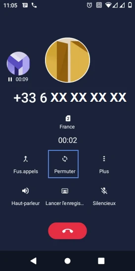 Étape 3 : Sélectionnez Permuter pour passer d'un à l'autre interlocuteur.