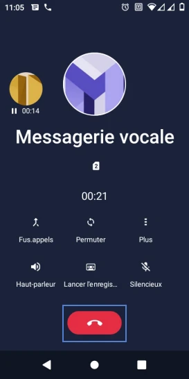 Étape 4 : Raccrochez avec la pastille rouge.