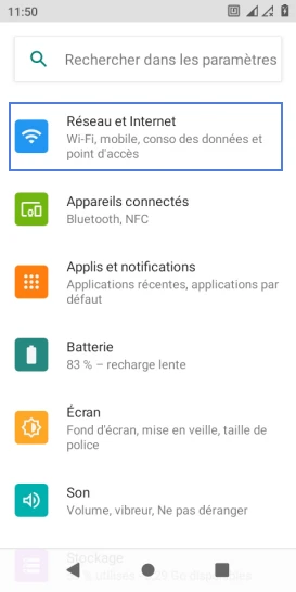 Étape 3 : Sélectionnez Réseau et Internet.