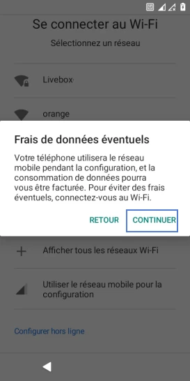 Étape 7 : Confirmer votre choix avec Continuer.