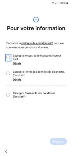 Étape 3 : Sélectionnez à minima, le Contrat utilisateur final.