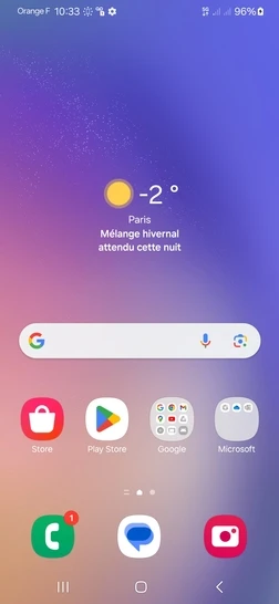 Étape 21 : Votre mobile affiche la page d'accueil et est prêt à l'emploi.Si vous avez inséré deux cartes SIM, le gestionnaire SIM s'ouvrira avant la page d'accueil.Votre Samsung Galaxy A15 5G est maintenant configuré et prêt à vous accompagner au quotidien. Nous sommes ravis de vous avoir aidé à démarrer et restons à votre disposition pour toute assistance supplémentaire