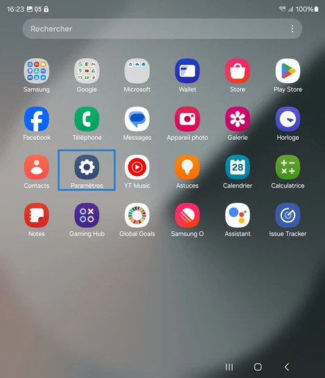 Étape 2 : Sélectionnez Paramètres.